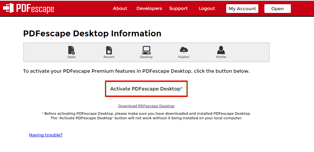 Click Activate PDFescape Desktop