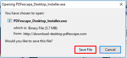 Choose PDFescape Desktop installer for Firefox
