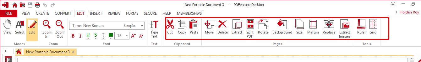 PDFescape Desktop active features