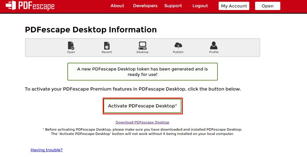 Click Activate PDFescape Desktop