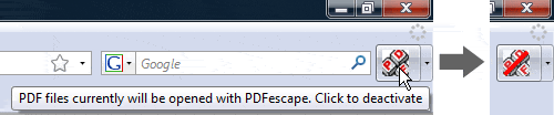 Click the PDFescape icon to disable the PDFescape Extension