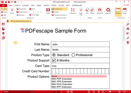 pdfescape 샘플 양식
